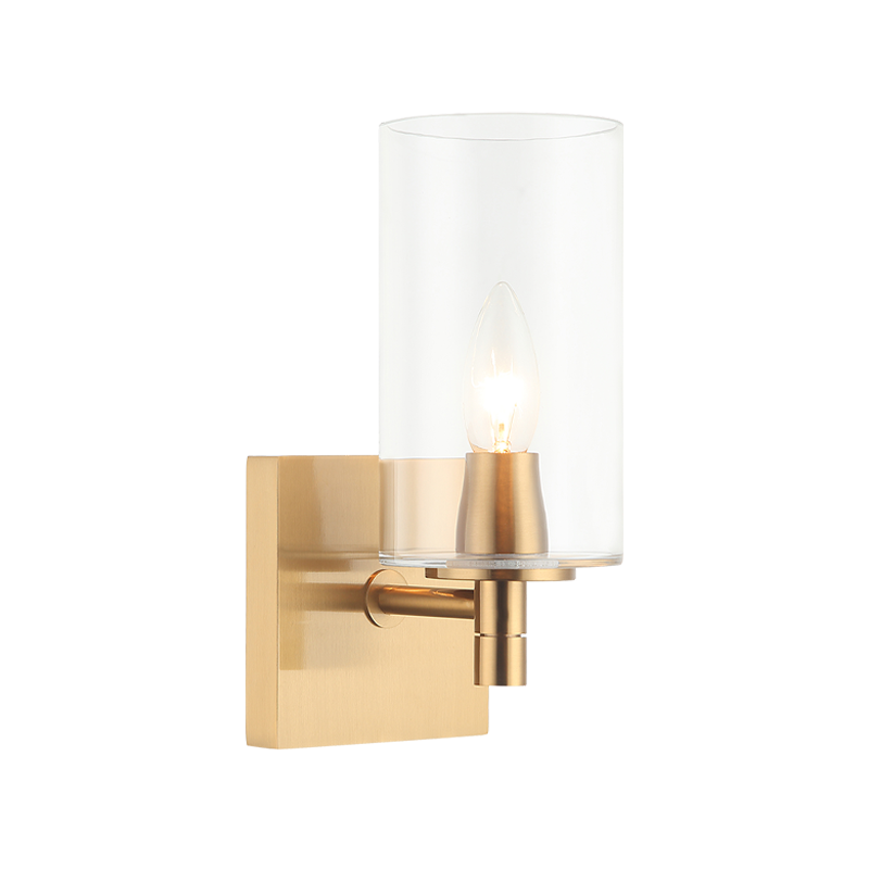 Steel Frame with Cylindrical Glass Shade Wall Sconce