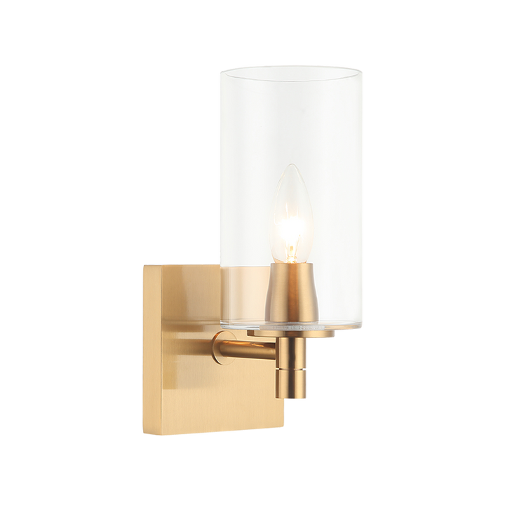 Steel Frame with Cylindrical Glass Shade Wall Sconce