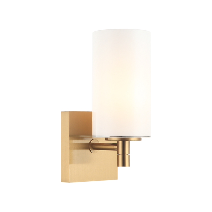 Steel Frame with Cylindrical Glass Shade Wall Sconce