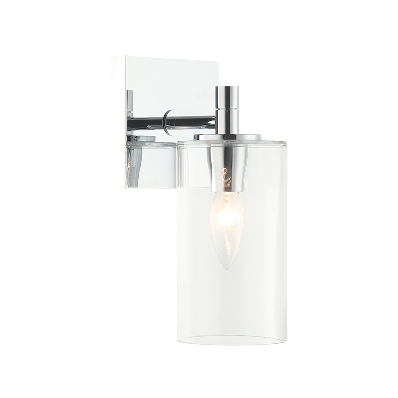Steel Frame with Cylindrical Glass Shade Wall Sconce
