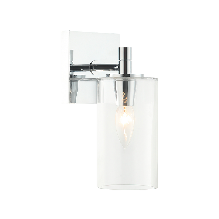 Steel Frame with Cylindrical Glass Shade Wall Sconce