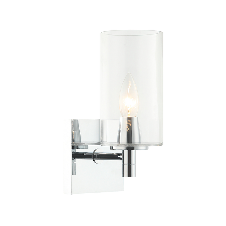 Steel Frame with Cylindrical Glass Shade Wall Sconce