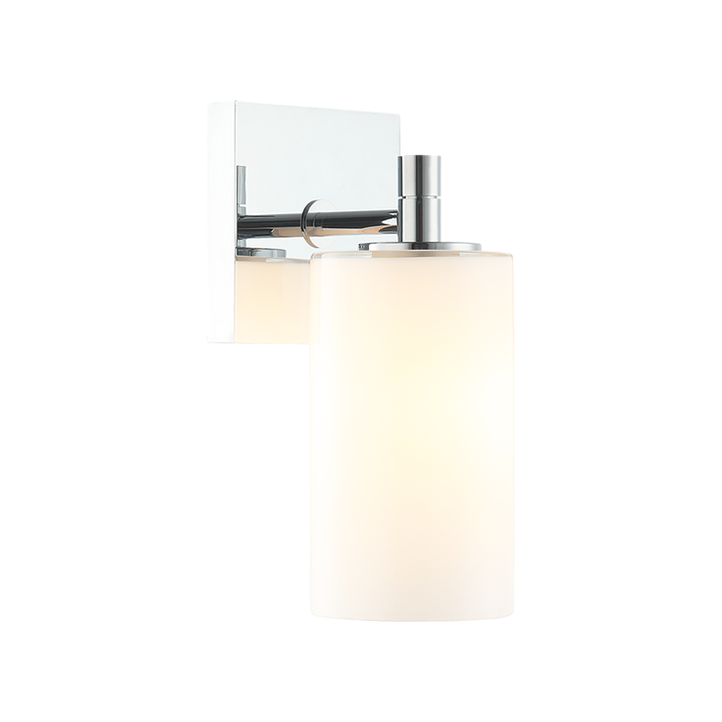 Steel Frame with Cylindrical Glass Shade Wall Sconce