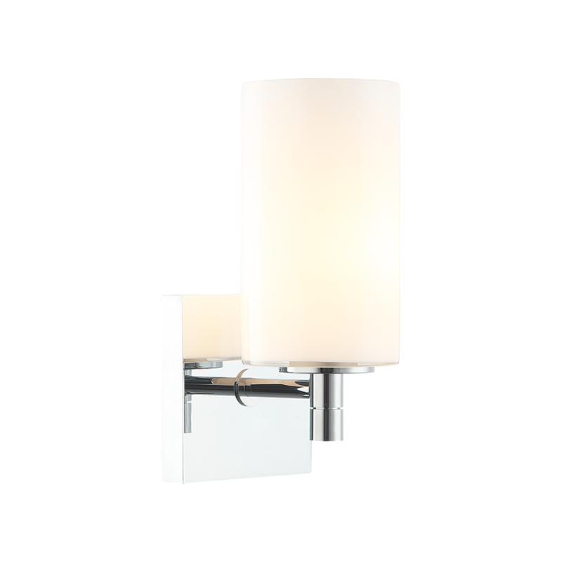 Steel Frame with Cylindrical Glass Shade Wall Sconce