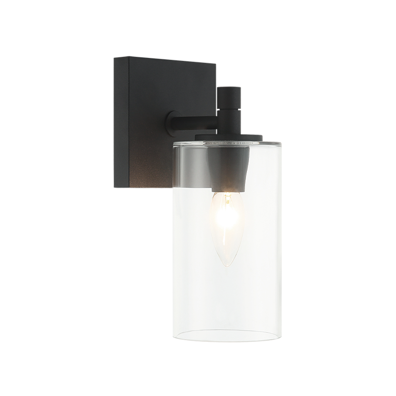 Steel Frame with Cylindrical Glass Shade Wall Sconce