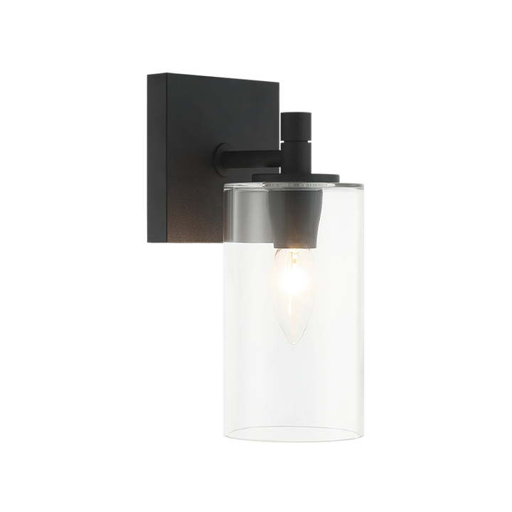 Steel Frame with Cylindrical Glass Shade Wall Sconce