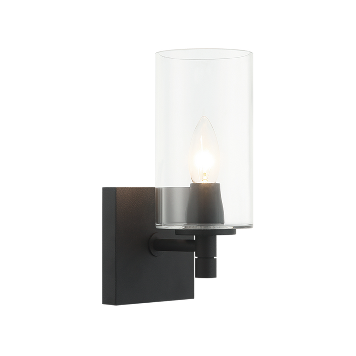 Steel Frame with Cylindrical Glass Shade Wall Sconce