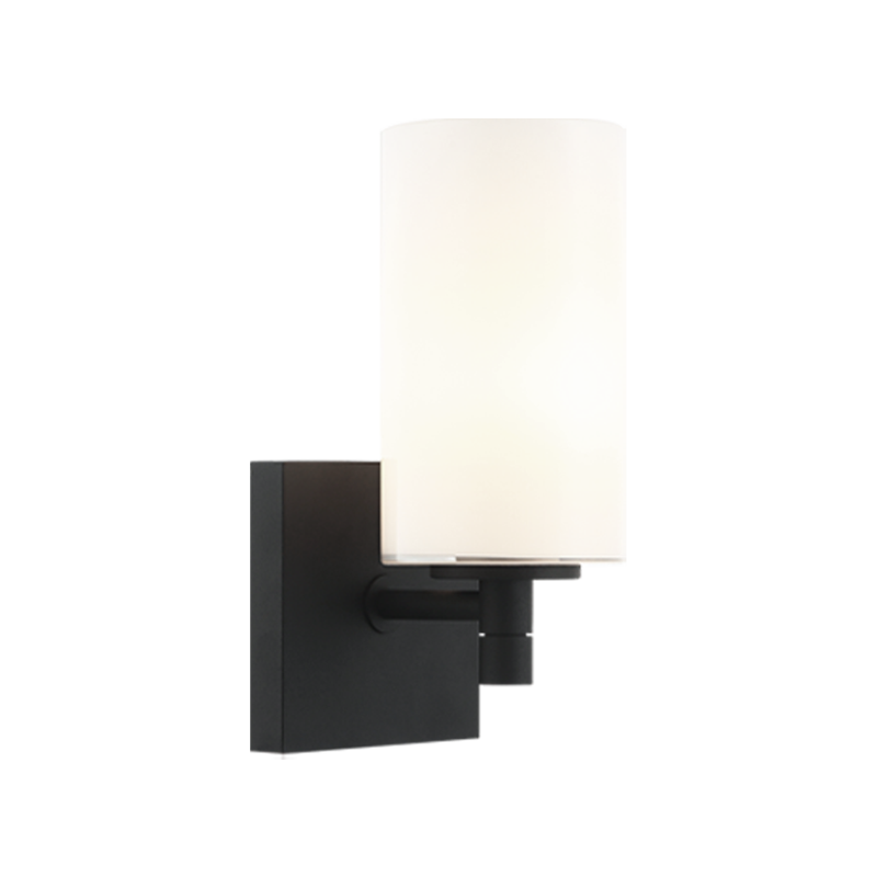 Steel Frame with Cylindrical Glass Shade Wall Sconce