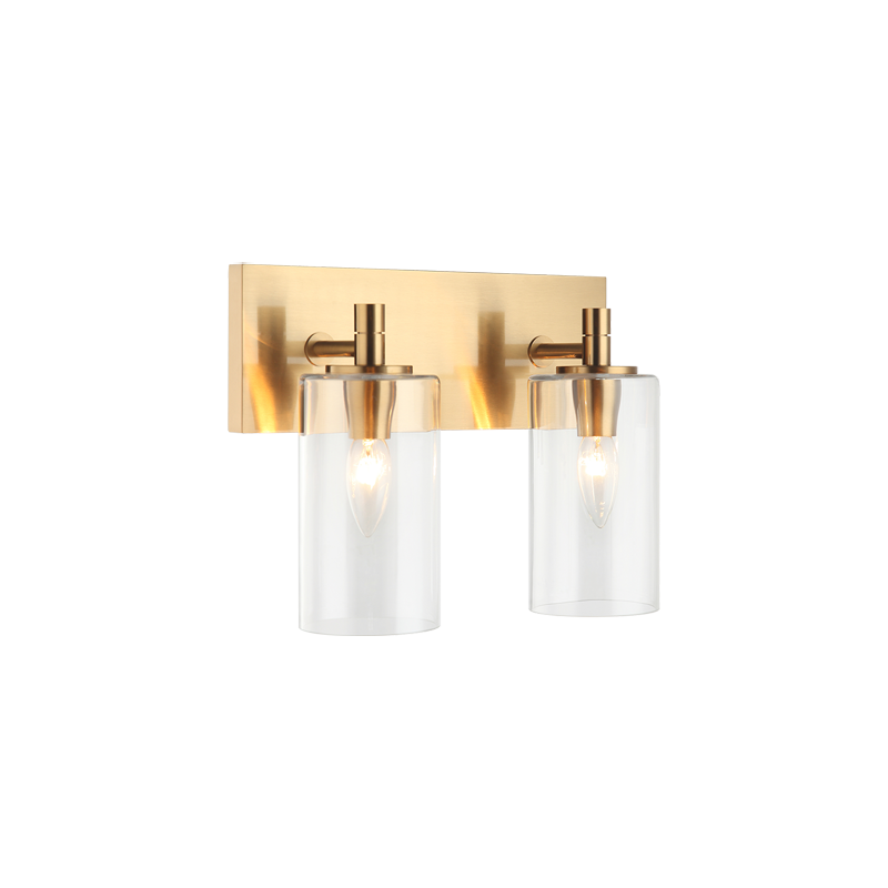 Steel Frame with Cylindrical Glass Shade Vanity Light