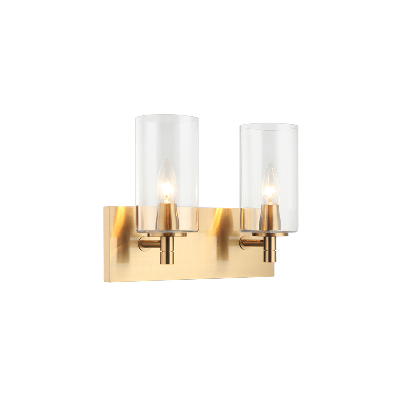 Steel Frame with Cylindrical Glass Shade Vanity Light