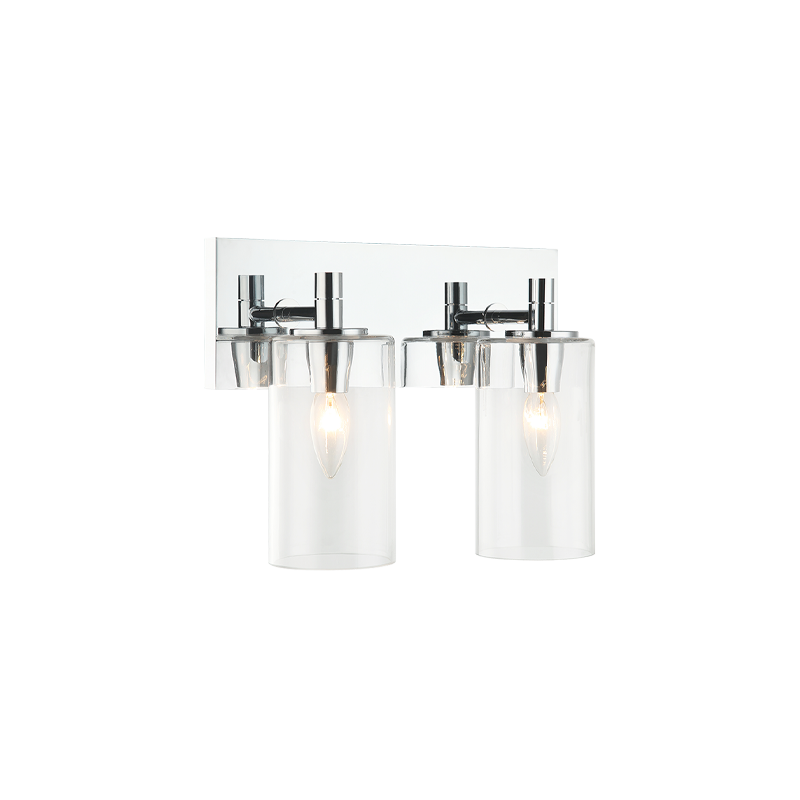 Steel Frame with Cylindrical Glass Shade Vanity Light