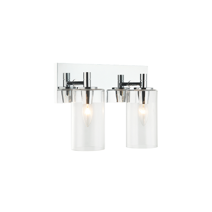 Steel Frame with Cylindrical Glass Shade Vanity Light