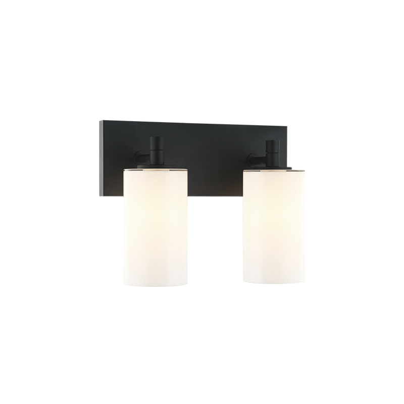 Steel Frame with Cylindrical Glass Shade Vanity Light
