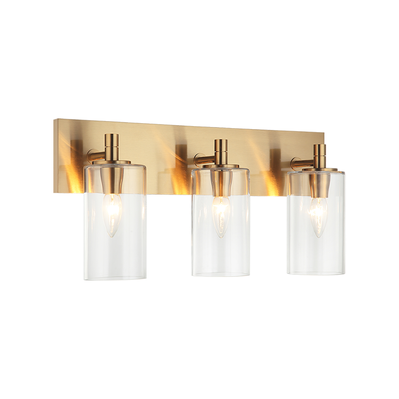 Steel Frame with Cylindrical Glass Shade Vanity Light