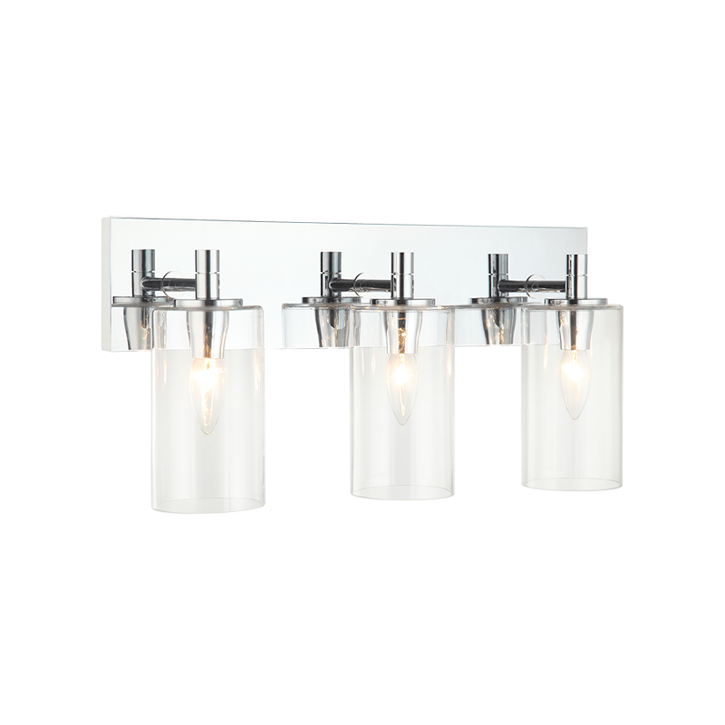 Steel Frame with Cylindrical Glass Shade Vanity Light