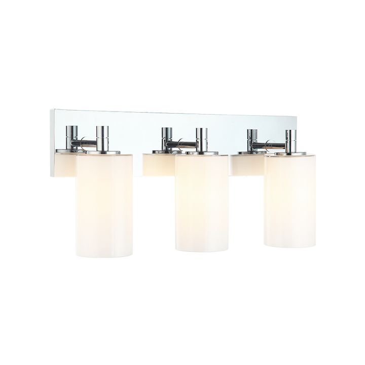 Steel Frame with Cylindrical Glass Shade Vanity Light