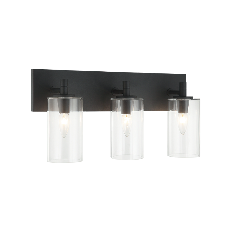 Steel Frame with Cylindrical Glass Shade Vanity Light