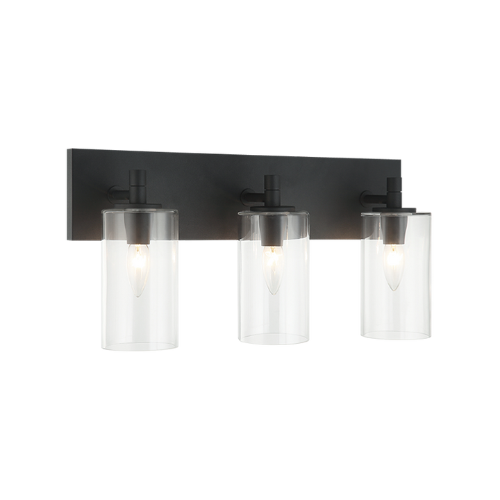 Steel Frame with Cylindrical Glass Shade Vanity Light