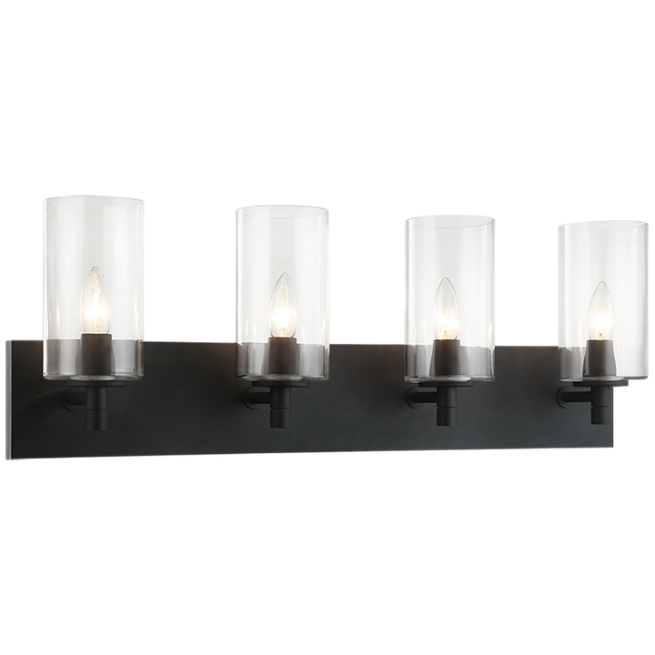 Steel Frame with Cylindrical Glass Shade Vanity Light