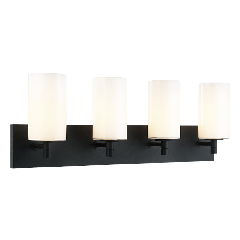 Steel Frame with Cylindrical Glass Shade Vanity Light