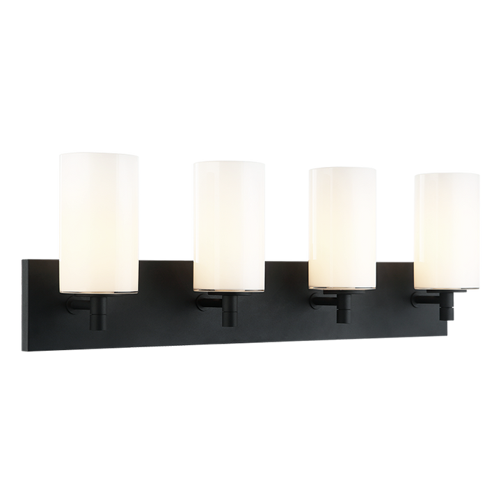 Steel Frame with Cylindrical Glass Shade Vanity Light