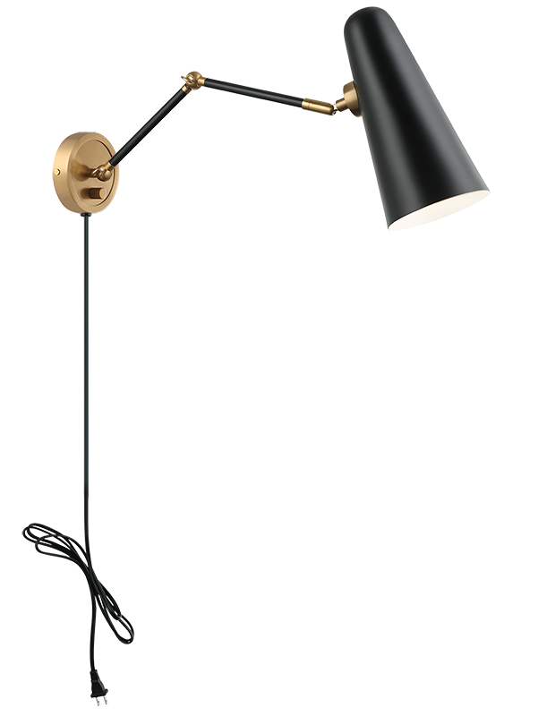 Steel Frame with Adjustable Arm and Head Wall Sconce