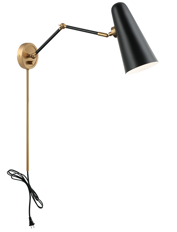Steel Frame with Adjustable Arm and Head Wall Sconce