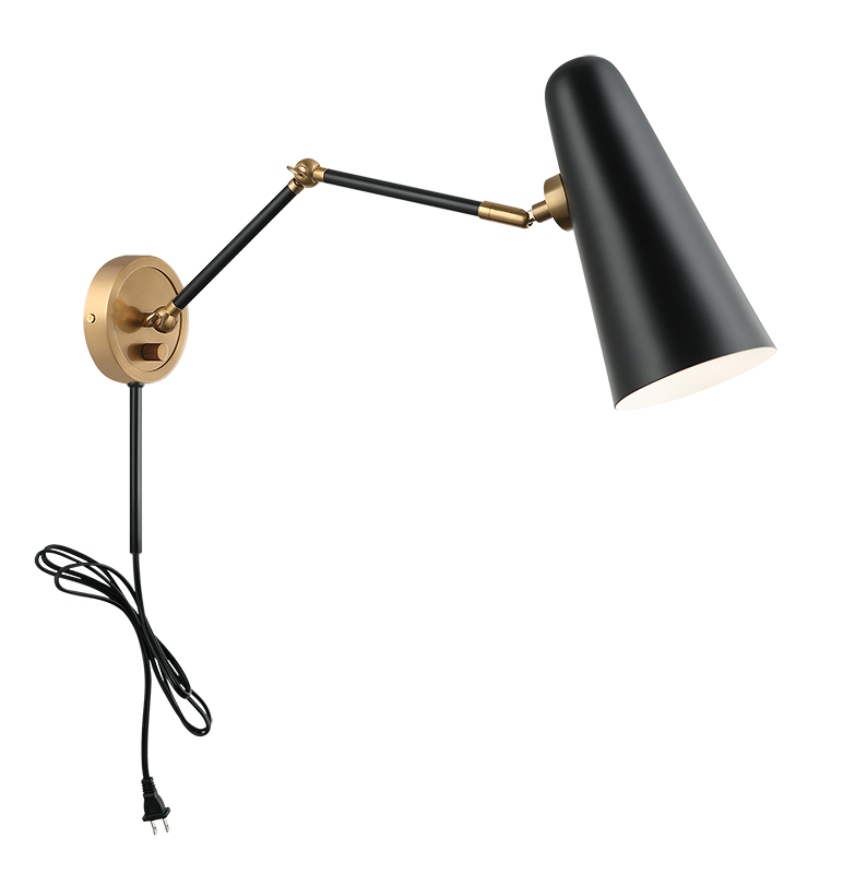 Steel Frame with Adjustable Arm and Head Wall Sconce