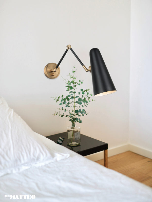 Steel Frame with Adjustable Arm and Head Wall Sconce