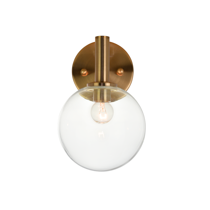 Steel Frame with Glass Globe Wall Sconce