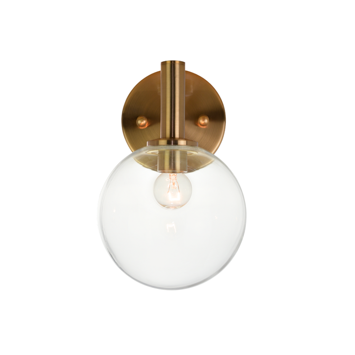 Steel Frame with Glass Globe Wall Sconce