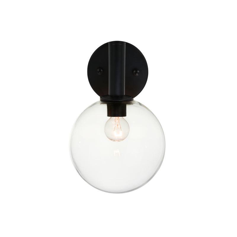 Steel Frame with Glass Globe Wall Sconce
