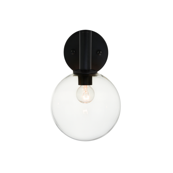 Steel Frame with Glass Globe Wall Sconce