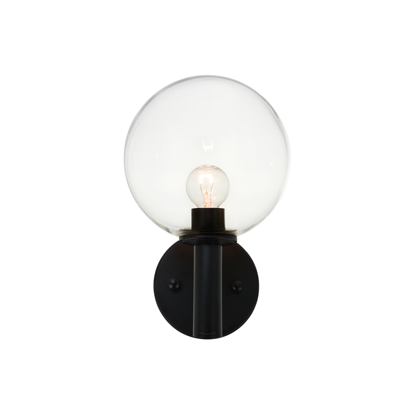 Steel Frame with Glass Globe Wall Sconce