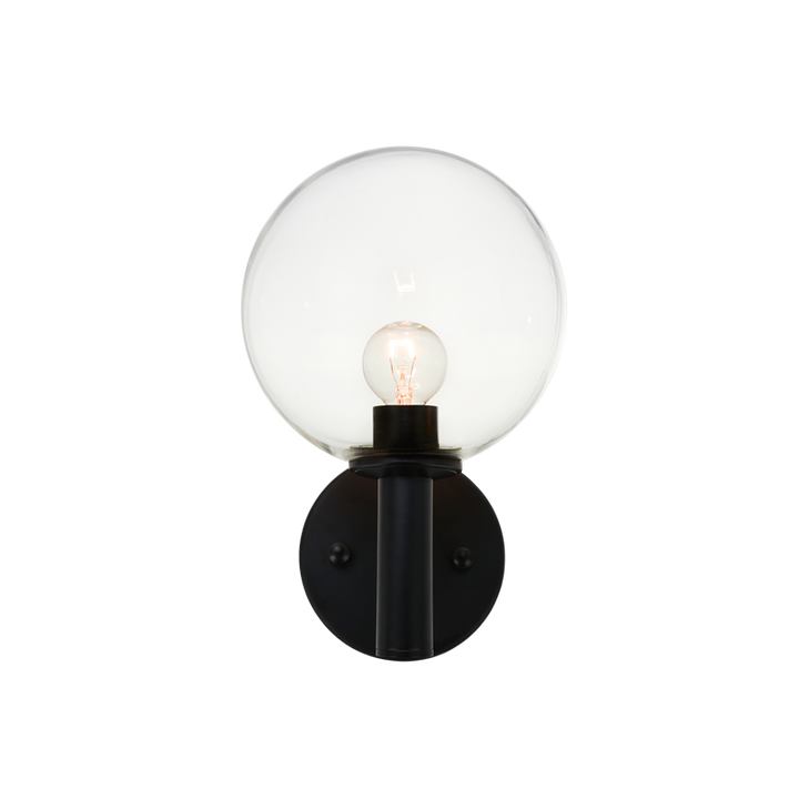 Steel Frame with Glass Globe Wall Sconce