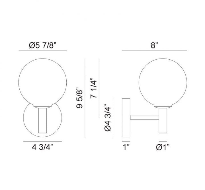 Steel Frame with Glass Globe Wall Sconce