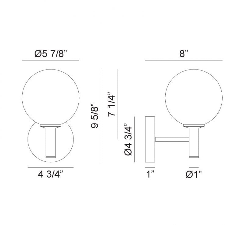 Steel Frame with Glass Globe Wall Sconce