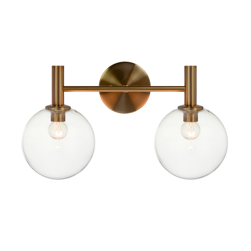 Steel Frame with Glass Globe Vanity Light