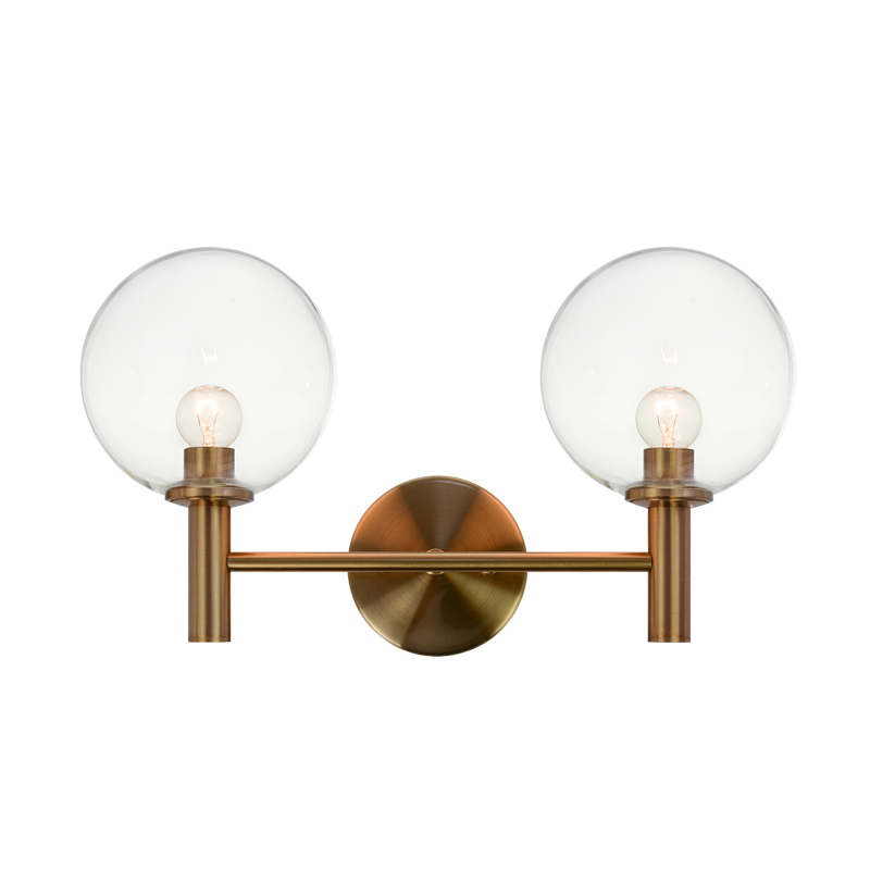 Steel Frame with Glass Globe Vanity Light