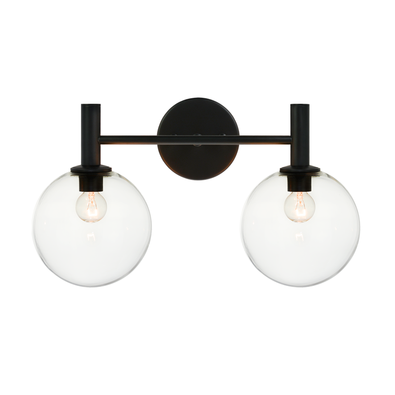 Steel Frame with Glass Globe Vanity Light