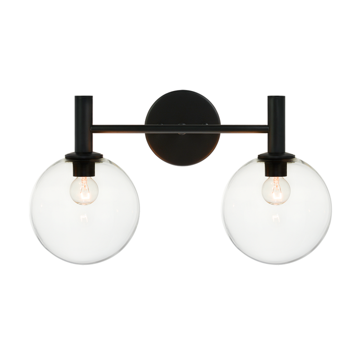 Steel Frame with Glass Globe Vanity Light