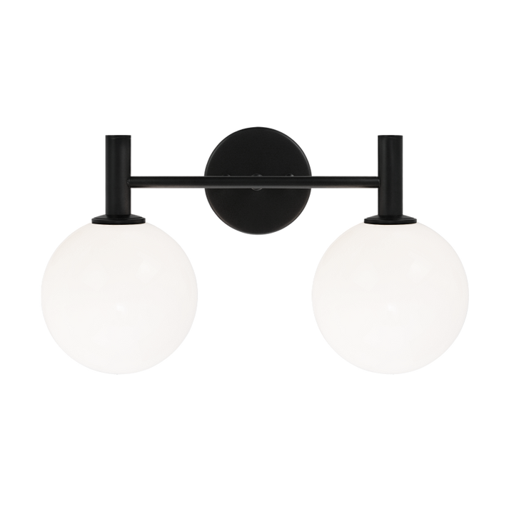 Steel Frame with Glass Globe Vanity Light