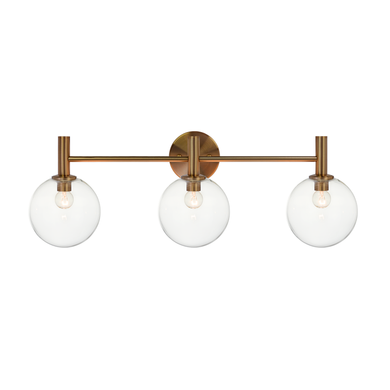 Steel Frame with Glass Globe Vanity Light