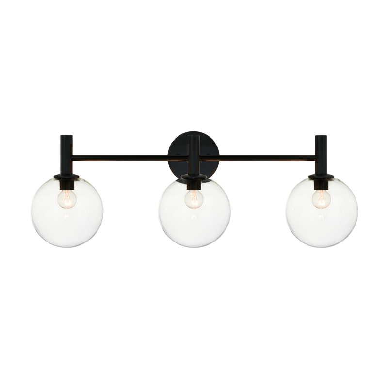 Steel Frame with Glass Globe Vanity Light