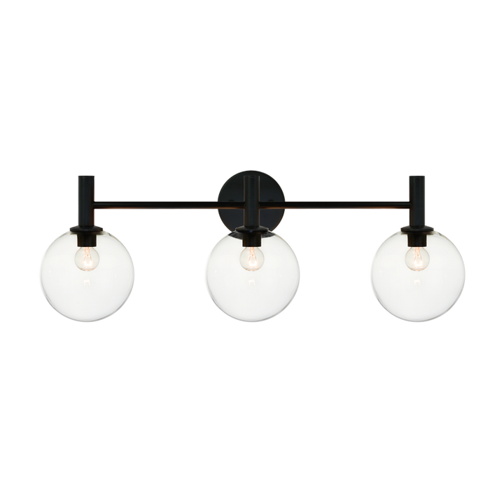 Steel Frame with Glass Globe Vanity Light