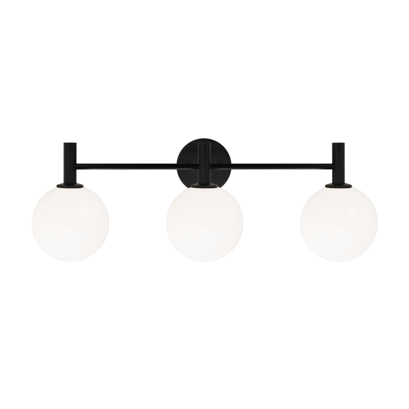 Steel Frame with Glass Globe Vanity Light