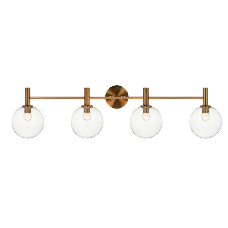 Steel Frame with Glass Globe Vanity Light
