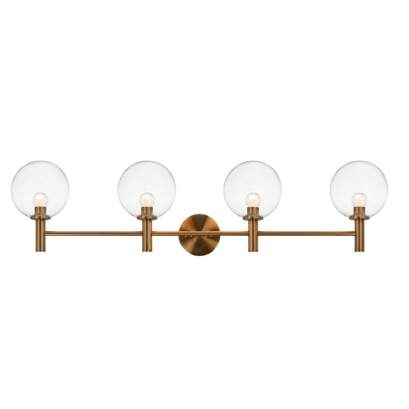 Steel Frame with Glass Globe Vanity Light