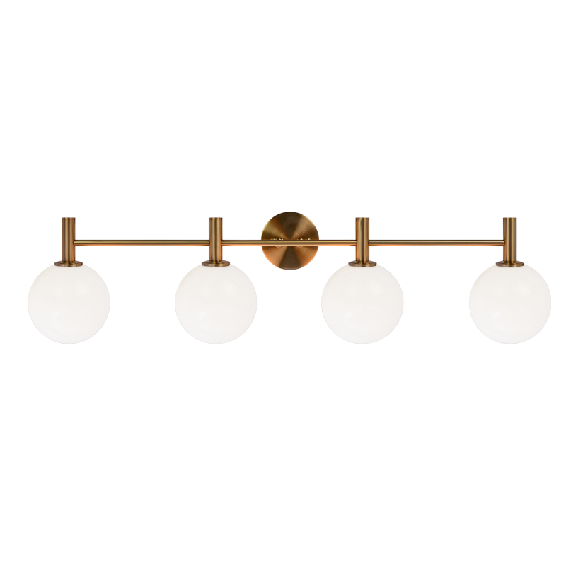 Steel Frame with Glass Globe Vanity Light