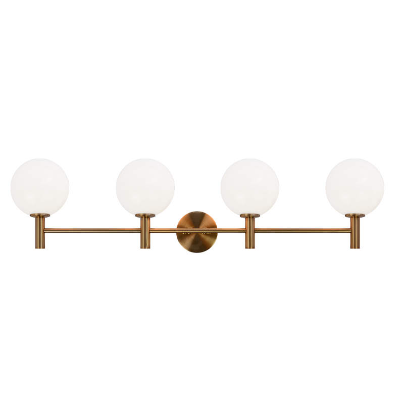 Steel Frame with Glass Globe Vanity Light